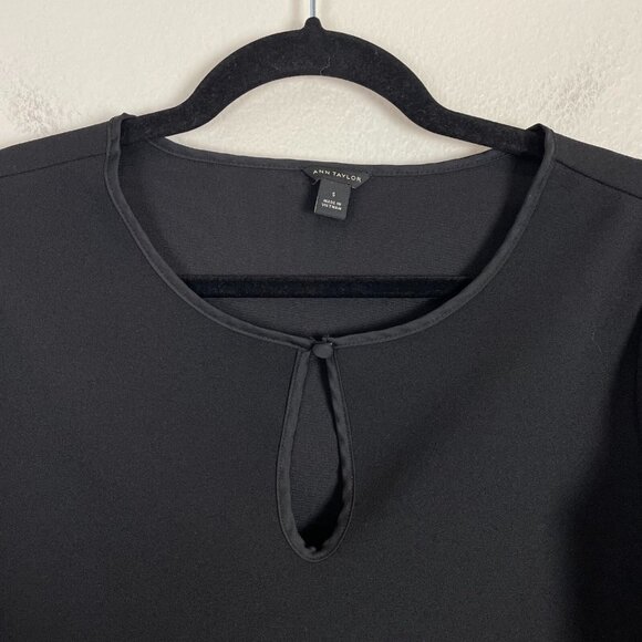 Ann Taylor Womens Small Black Key Hole Front Long Sleeve Shirt Top Blouse - Picture 6 of 11